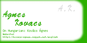 agnes kovacs business card